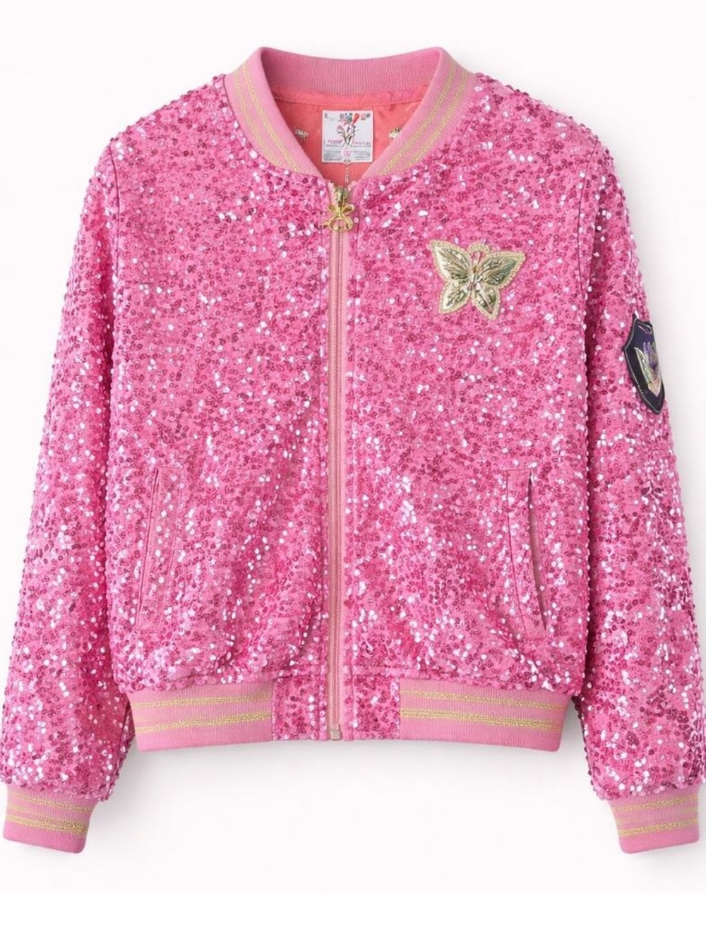 Lola + The Boys Hot Pink Sequin Bomber Jacket